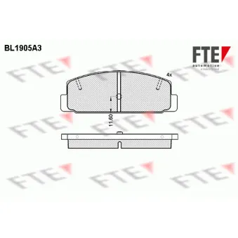 FTE BL1905A3 - Jeu de 4 plaquettes de frein arrière