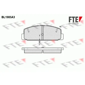 Jeu de 4 plaquettes de frein arrière FTE BL1905A3