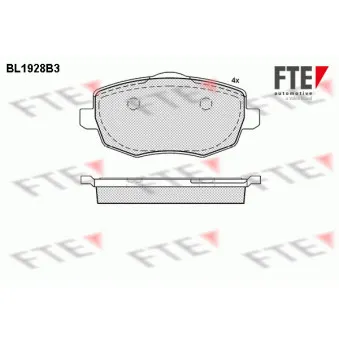 Jeu de 4 plaquettes de frein avant FTE OEM 77362359