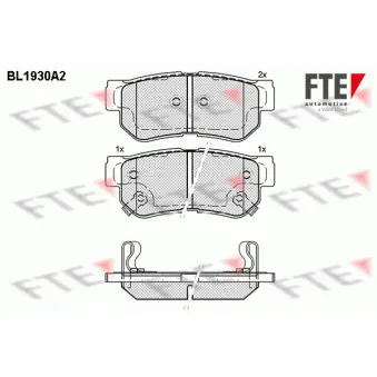 Jeu de 4 plaquettes de frein arrière FTE OEM 583023KA51