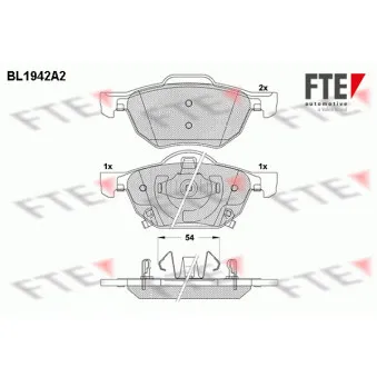 Jeu de 4 plaquettes de frein avant FTE OEM 45022SEAE01