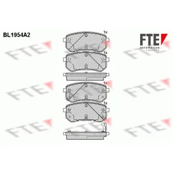 Jeu de 4 plaquettes de frein arrière FTE OEM 583020XA00
