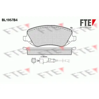Jeu de 4 plaquettes de frein avant FTE BL1957B4