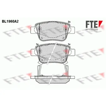 Jeu de 4 plaquettes de frein arrière FTE OEM V9118B039
