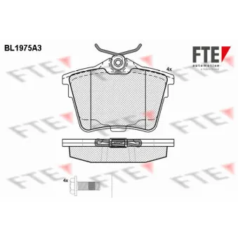 FTE BL1975A3 - Jeu de 4 plaquettes de frein arrière