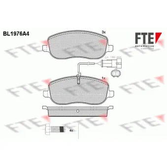 Jeu de 4 plaquettes de frein avant FTE OEM 77363627