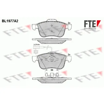 Jeu de 4 plaquettes de frein avant FTE OEM 77363599
