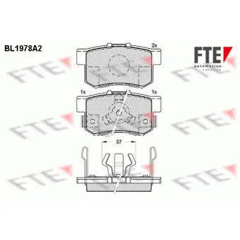Jeu de 4 plaquettes de frein arrière FTE OEM 43022TL0G50