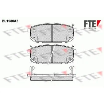 FTE BL1980A2 - Jeu de 4 plaquettes de frein arrière
