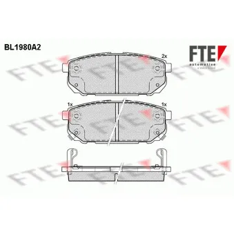 Jeu de 4 plaquettes de frein arrière FTE OEM 583023ED01