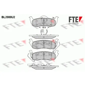 FTE BL2000U2 - Jeu de 4 plaquettes de frein arrière