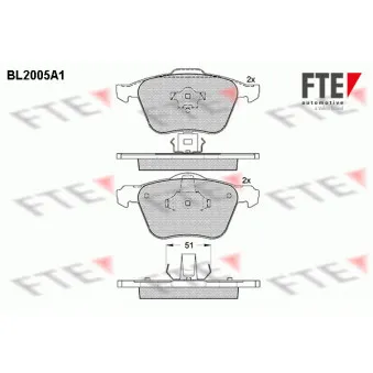 FTE BL2005A1 - Jeu de 4 plaquettes de frein avant