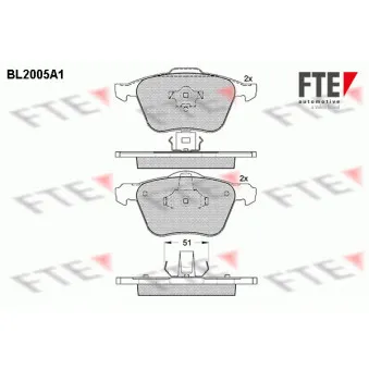 Jeu de 4 plaquettes de frein avant FTE OEM 30793265