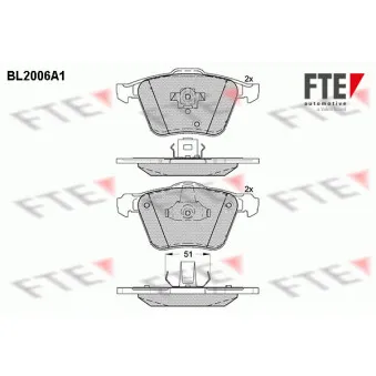 Jeu de 4 plaquettes de frein avant FTE OEM 274331