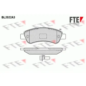 Jeu de 4 plaquettes de frein arrière FTE OEM 77364016