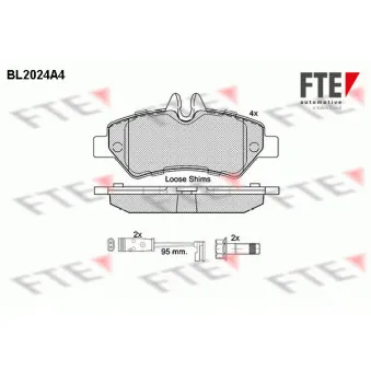 FTE BL2024A4 - Jeu de 4 plaquettes de frein arrière