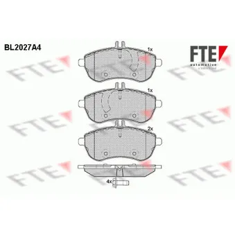 Jeu de 4 plaquettes de frein avant FTE BL2027A4 pour MERCEDES-BENZ CLASSE C C 180 Kompressor - 156cv
