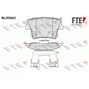 FTE BL2034U2 - Jeu de 4 plaquettes de frein arrière