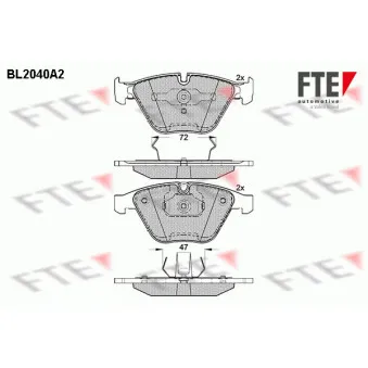 Jeu de 4 plaquettes de frein avant FTE OEM 34116783542