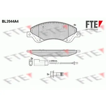 Jeu de 4 plaquettes de frein avant FTE BL2044A4