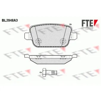 Jeu de 4 plaquettes de frein arrière FTE BL2048A3 pour MAN F90 2.0 Flexifuel - 145cv