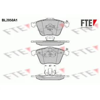 Jeu de 4 plaquettes de frein avant FTE BL2050A1
