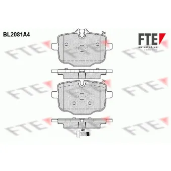 FTE BL2081A4 - Jeu de 4 plaquettes de frein arrière
