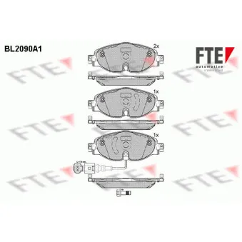 Jeu de 4 plaquettes de frein avant FTE BL2090A1 pour AUDI A3 1.8 TFSI quattro - 180cv