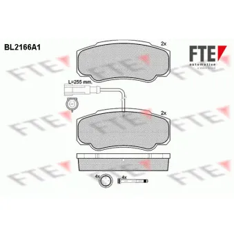 Jeu de 4 plaquettes de frein arrière FTE BL2166A1 pour RENAULT TRUCKS MAXITY 130,35 - 130cv