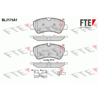 FTE BL2175A1 - Jeu de 4 plaquettes de frein arrière