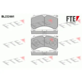 Jeu de 4 plaquettes de frein arrière FTE BL2224A1 pour MERCEDES-BENZ ANTOS 2533 L - 326cv