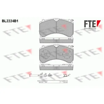 Jeu de 4 plaquettes de frein arrière FTE BL2224B1 pour MERCEDES-BENZ ACTROS MP4 / MP5 2553 L - 530cv