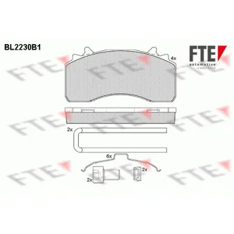 Jeu de 4 plaquettes de frein avant FTE BL2230B1 pour SETRA Series 400 ComfortClass S 416 GT-HD - 456cv