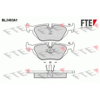 Jeu de 4 plaquettes de frein arrière FTE OEM 34211161456