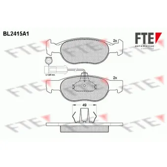 Jeu de 4 plaquettes de frein avant FTE BL2415A1