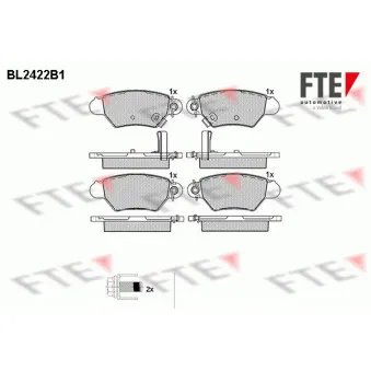 Jeu de 4 plaquettes de frein arrière FTE OEM GR05017