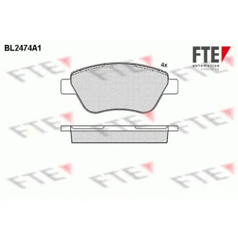 Jeu de 4 plaquettes de frein avant FTE OEM 77363035