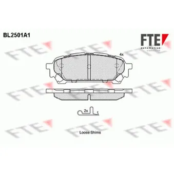 FTE BL2501A1 - Jeu de 4 plaquettes de frein arrière