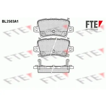 Jeu de 4 plaquettes de frein arrière FTE OEM 43022SMGE00