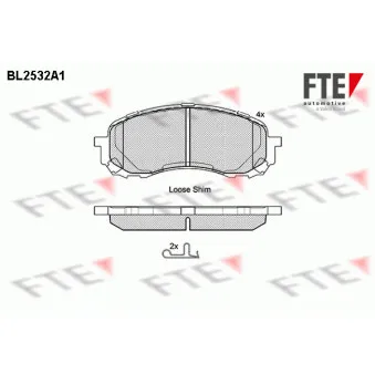 Jeu de 4 plaquettes de frein avant FTE OEM 26296AE190