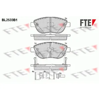 Jeu de 4 plaquettes de frein avant FTE OEM 77366481