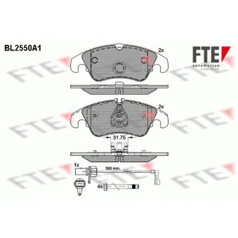 FTE BL2550A1 - Jeu de 4 plaquettes de frein avant