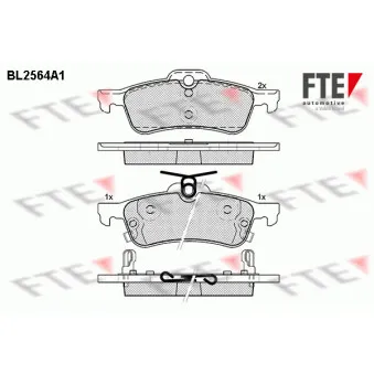 Jeu de 4 plaquettes de frein arrière FTE OEM 044660D010