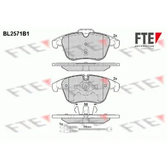 Jeu de 4 plaquettes de frein avant FTE BL2571B1 pour MAN F2000 2.0 HDI - 140cv