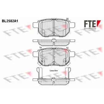 FTE BL2582A1 - Jeu de 4 plaquettes de frein arrière