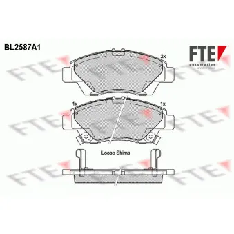 Jeu de 4 plaquettes de frein avant FTE OEM 45022TF0G01