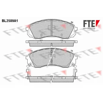 Jeu de 4 plaquettes de frein avant FTE OEM 581014DA00