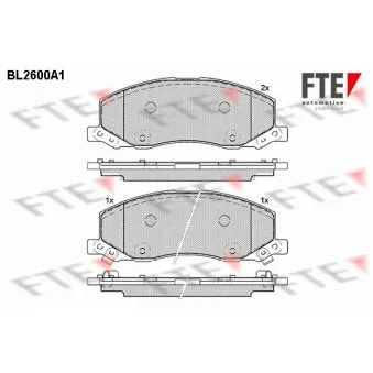 Jeu de 4 plaquettes de frein avant FTE OEM 13237752