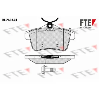 Jeu de 4 plaquettes de frein arrière FTE BL2601A1 pour DAF XF 105 1.6 THP - 200cv