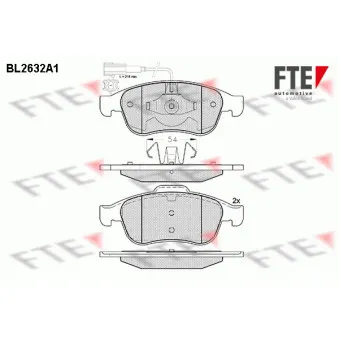 Jeu de 4 plaquettes de frein avant FTE OEM 77365355